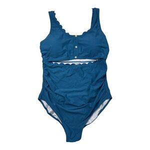 CHARMO Women's Cut‎ Out Ruched U Neck Scalloped Pregnancy One Piece Swimsuit XL